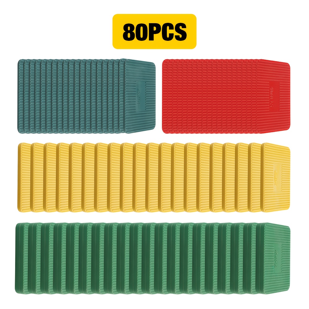 Image of 80pcs Plastic Shims Set | Multi-colored Padded Adjusting Plates, Durable Plastic Material For Windows And Door Frames, Includes Installation Kit