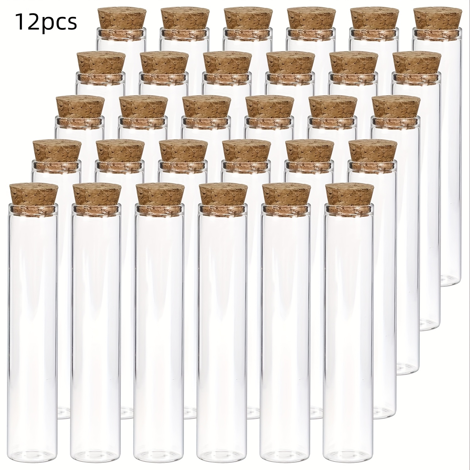12 X Glass Tubes, 20x100mm Transparent Test Tubes With Corks For Plants, Scientific Experiments, Bath Salt And Candy Storage