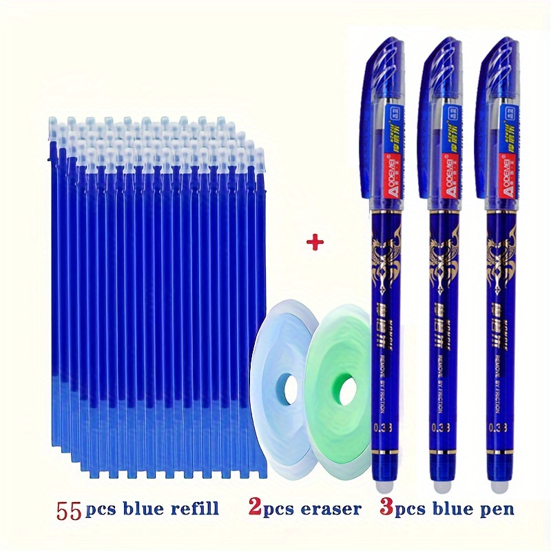 Image of 60pcs/set Erasable Pen Filling Stick 0.5mm Magic Erasable Gel Pen Washable Handle Office Stationery, School Supplies, Very Suitable For Teachers Gifts, Back To School Office Stationery