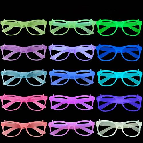 Artikelbild 18-teilige fluoreszierende brillen, unisex-brillen, die im dunkeln leuchten, für erwachsene, zufällige farben – leuchtende kunststoffbrillen, kein erforderlich, verschiedene farben, für partys feiertagsfeiern