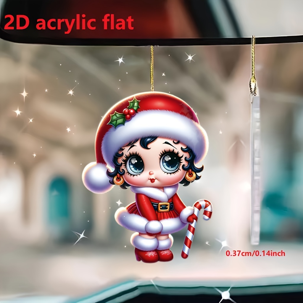 

1pc Christmas Princess Acrylic Pendant - 2d Ornament For Home, Bags & Keychains - Party Gift, Flat, Hanging Decoration