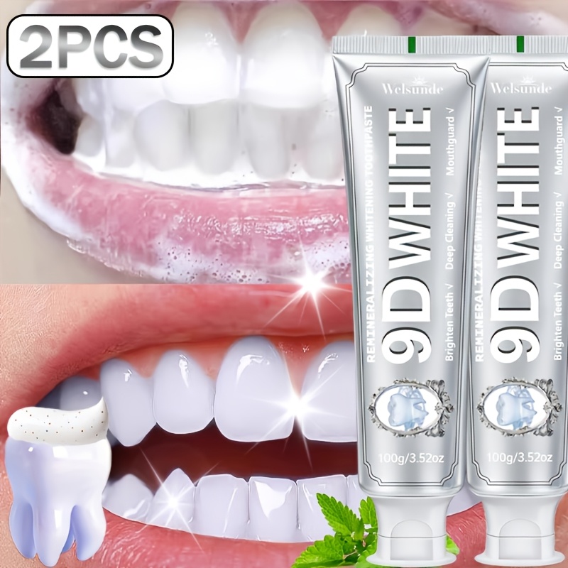 Image of 2pcs 9d Upgraded Hydroxyapatite Toothpaste, , Deep Cleansing, 24h Fresh Mint Breath, Fluoride Free, Gums, Soothing Formula, Travel Size, Get 1 Free Toothpaste Squeezer, Ideal Oral Care Gift For