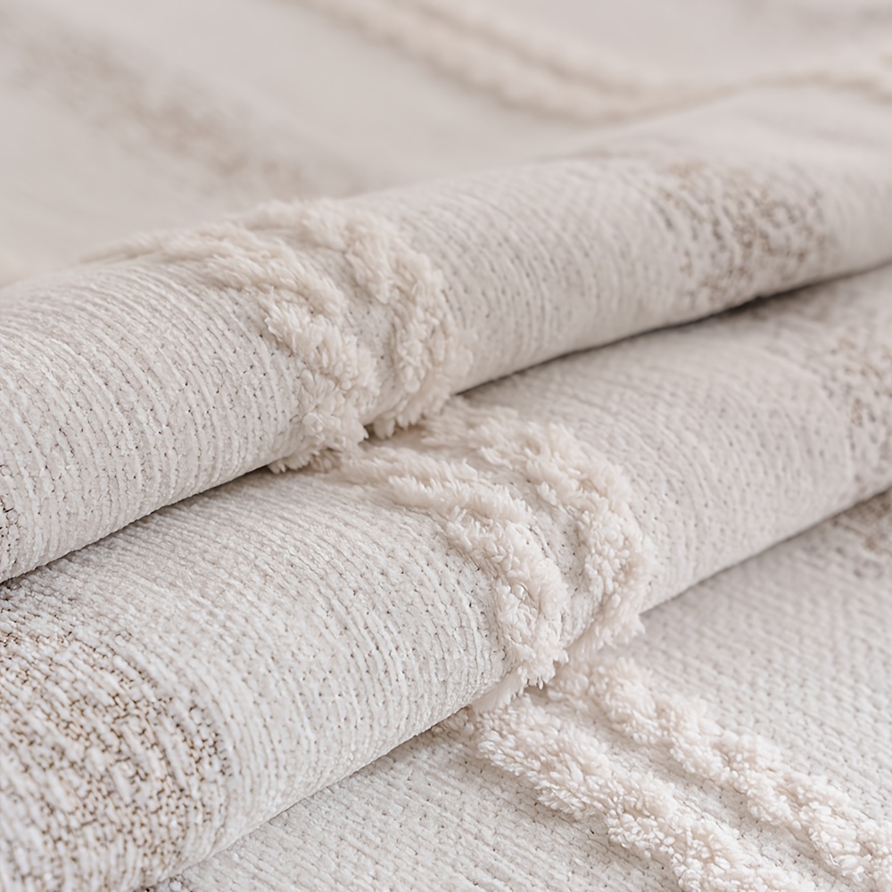 1pc High-GSM Wabi-Sabi Style Twisted Rope Texture Sofa Cover, Textured Full-Coverage Non-Slip Sofa Scarf, Cream-Style Furniture Protector