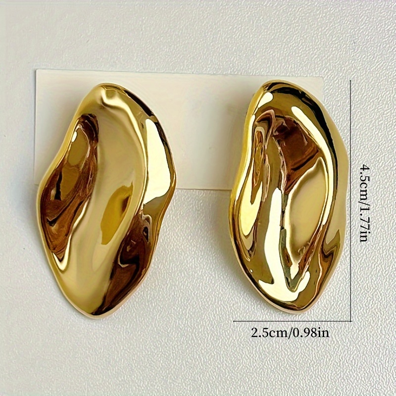 Golden Tone Geometric Stud Earrings for Women