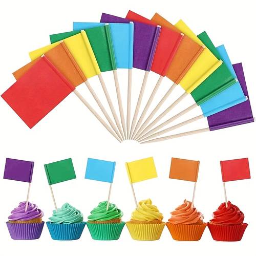50pcs customized logo printed wooden birthday cake flag hamburger sandwich cocktail toothpick flag for cake food decoration