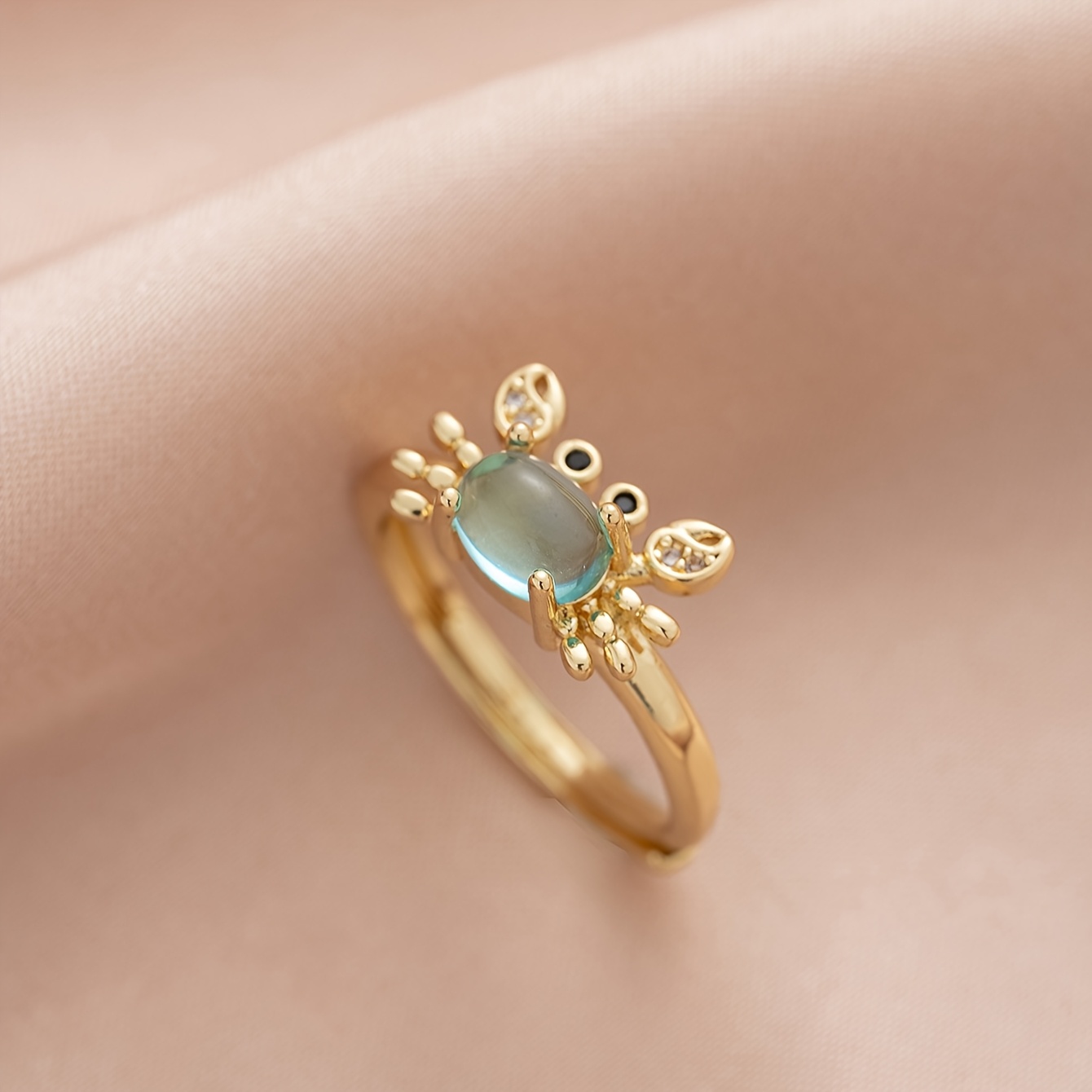 Image of 1pc Of Women's Fashion Ring, Mini Exquisite Cute Crab Ring, Copper Jewelry, Festival Daily Jewelry Additions