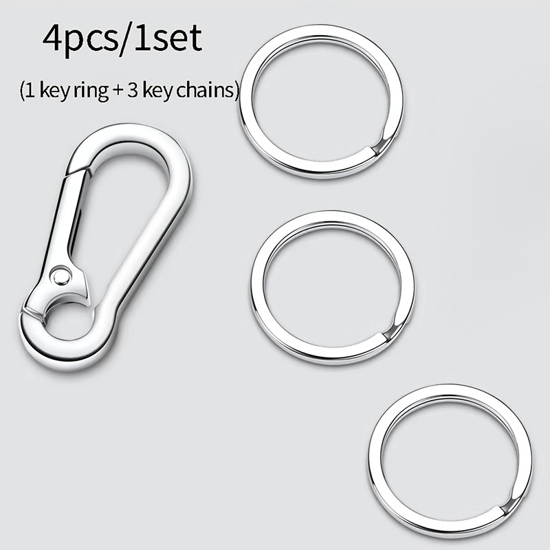 TEMU 4pcs Per Set (1 Key Ring + 3 Key Loops), Key Chain, Men's Waistband Key Ring, Men's Pendant, Waistband Pendant For Couples - Chain, 3-ring Key