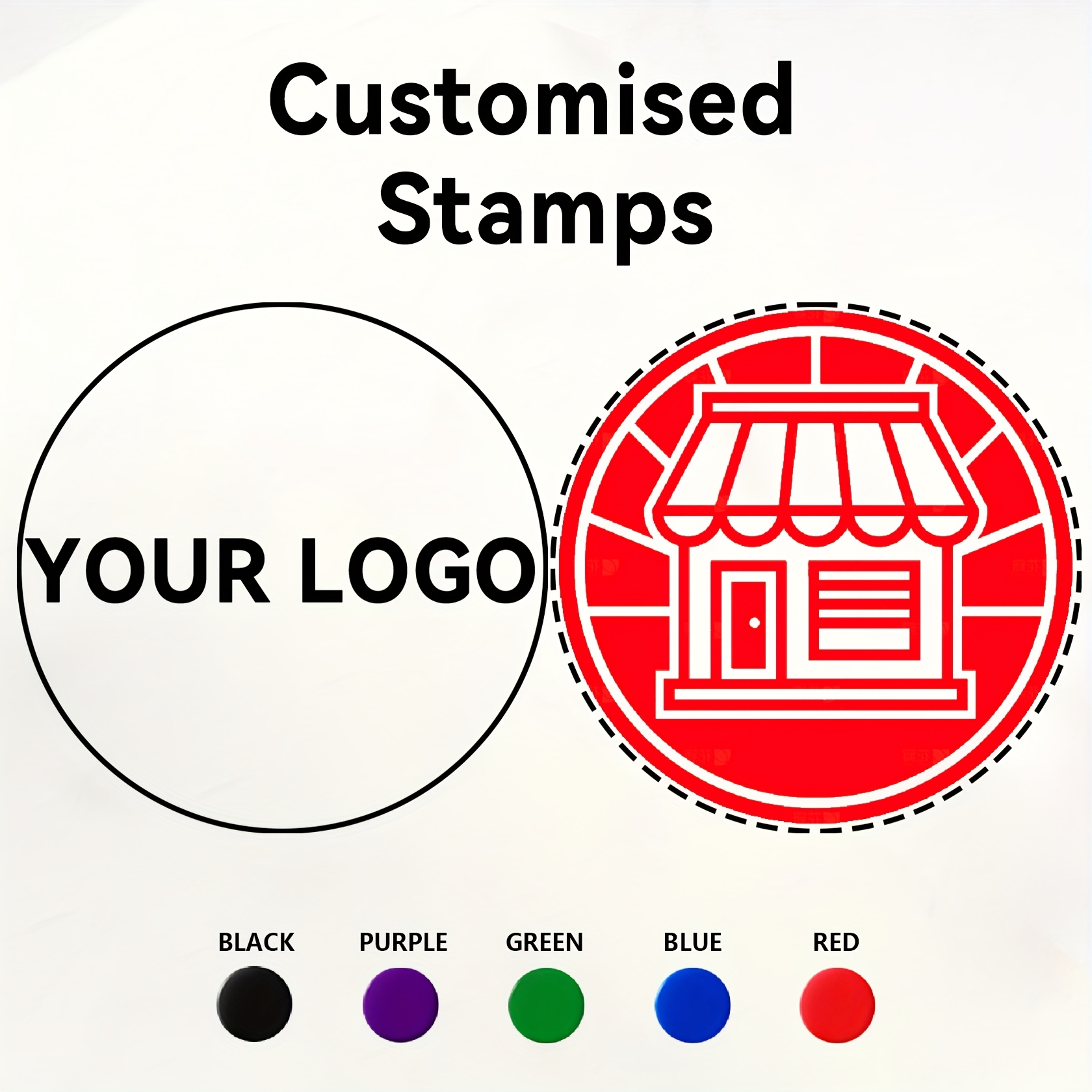 

1pc Custom Logo Stamp, Personalized Round Self-inking Stamp, Abs Material, With Multi- Options - Black, Red, Blue, Green, Purple For Business And Personal Use