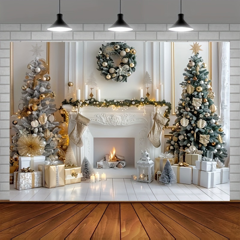 

Christmas Backdrop - 1pc Fireplace & , Polyester For Decor, For , New 's Eve & , Christmas Decor