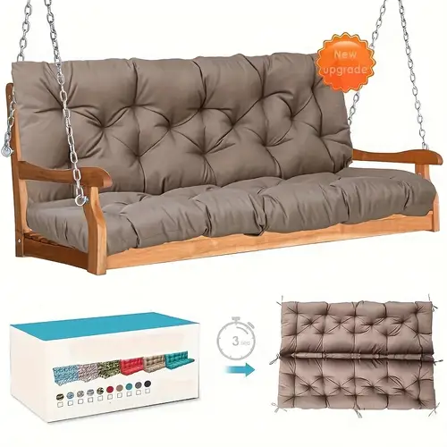 swing replacement cushions 5 thick waterproof porch swing cushions 2 3 seater outdoor swing cushions for outdoor furniture khaki 60x40in 150x100cm