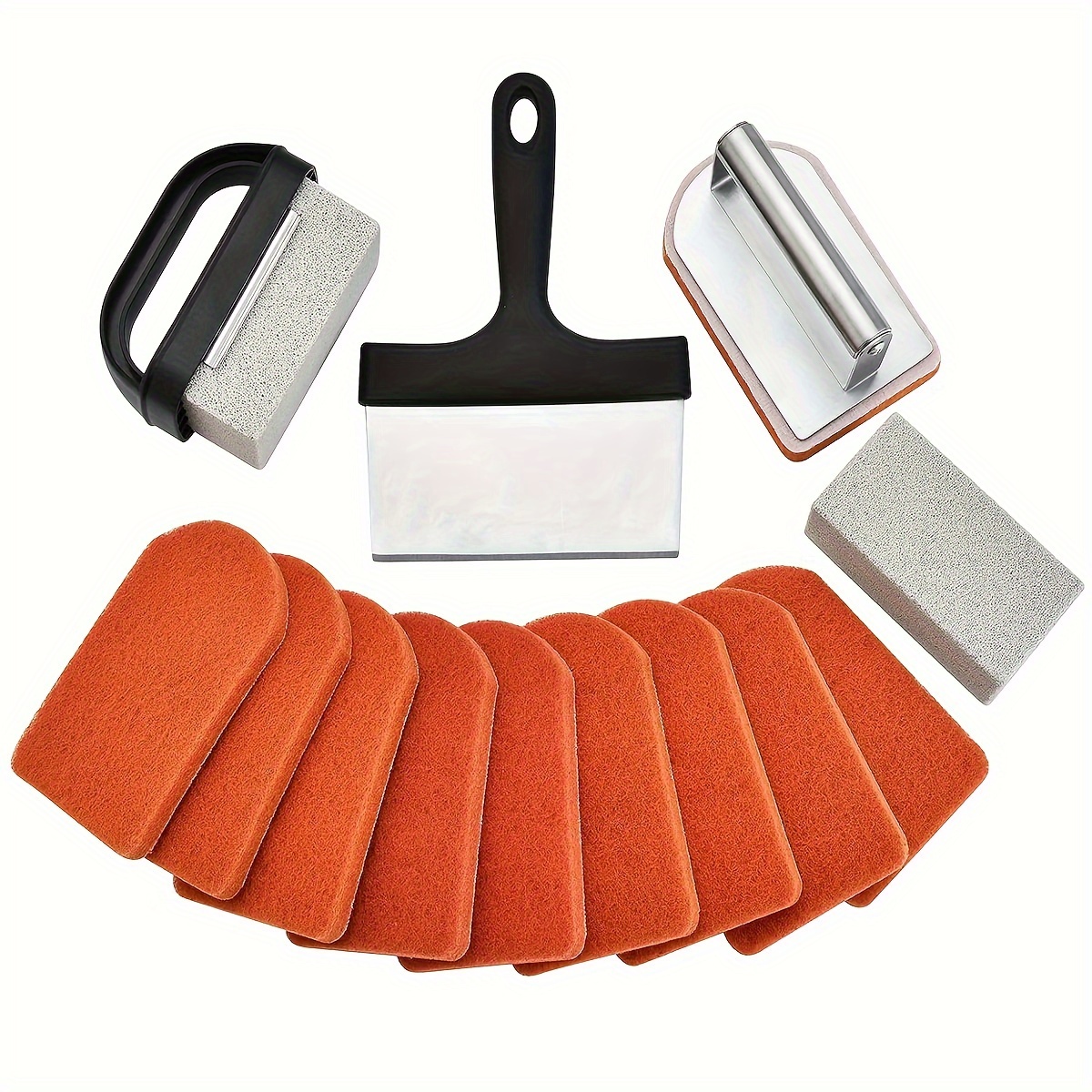 

Griddle Cleaning Kit For Blackstone 15pcs - Heavy Duty Grill Cleaner Kit With Grill Stone, Griddle Scraper, & Griddle Brush With Stainless Steel Handle Flat Top Cleaning Kit