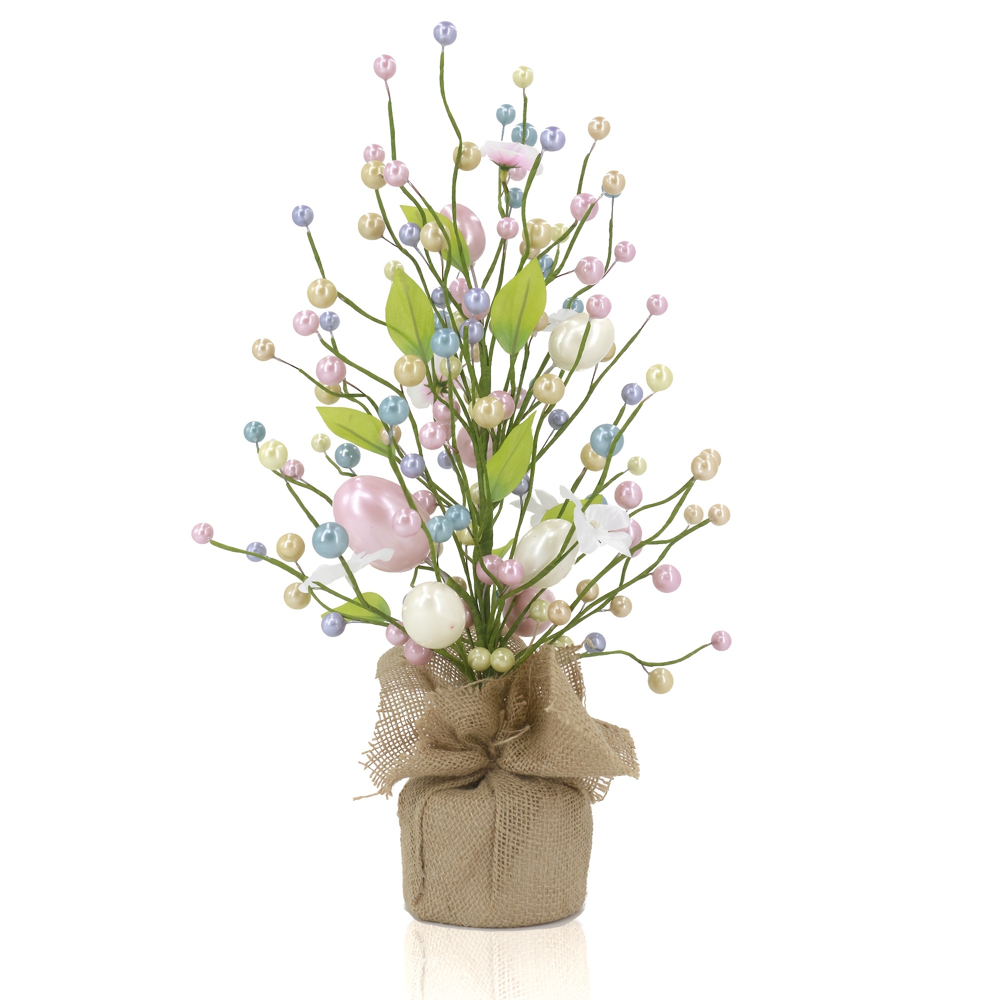 

1pc Classic Easter Decoration, 18" Plastic Floral Tabletop Centerpiece With Ornaments For Spring Party Decor