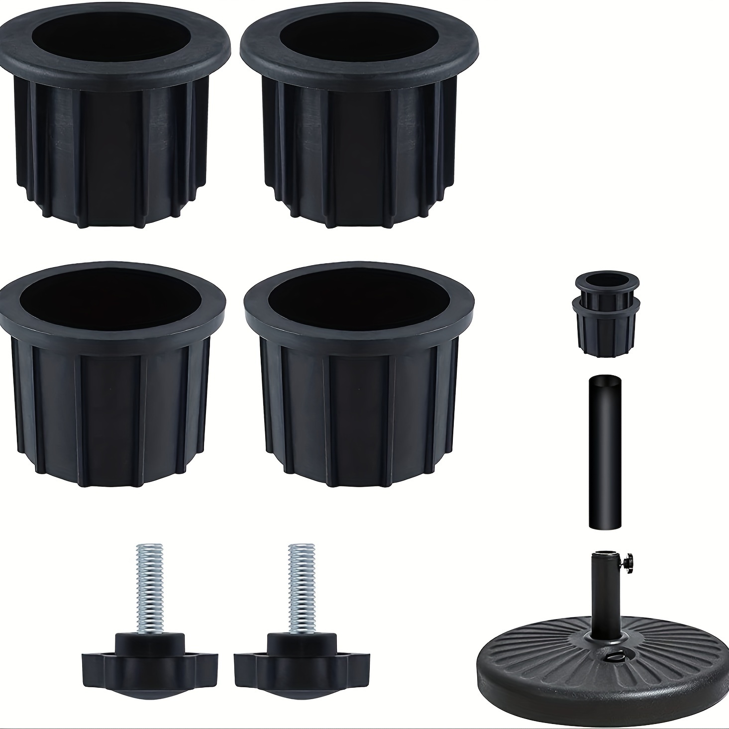 

1pc 2pcs 38mm+2pcs 48mm+2pcs Tight Spiral Tube Mouth Cover Set, Used To Stabilize The Bottom Tube Of Parasols