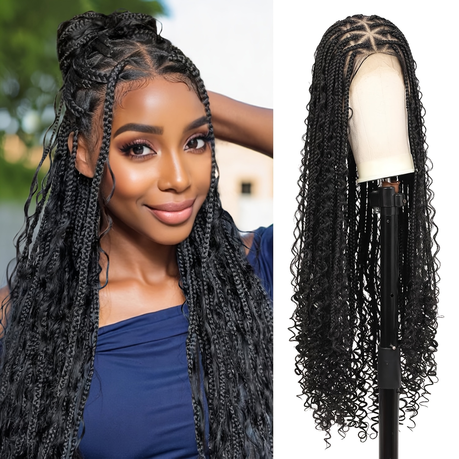 TEMU Style Gift Bohemian Wig Box Woven Wig Knotless Woven Wig Women' Woven Belt Bohemian Curly Wig Woven Lace Front Wig Full Double Lace Front