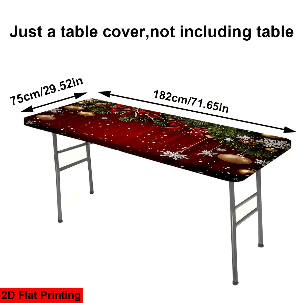 TEMU 1pc Christmas Tablecloth With Festive Patterns, Elastic Edges For Easy Covering, Perfect For Holiday Parties And Decorations