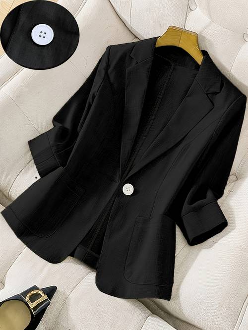 item picture 2026 new premium solid color single button suit jacket elegant 3 4 sleeve comfortable and breathable casual outerwear elegant style suitable for summer autumn all match suit