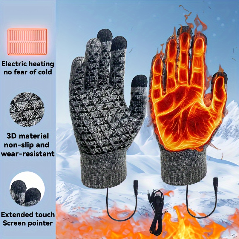 

Usb-powered Touchscreen Heated Knit Gloves With Anti-slip Grip For Men & Women - Perfect For Outdoor Sports & Cycling