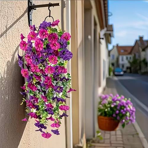 2pcs Set of Artificial Mixed-Color Morning Glory Flowers, Suitable for Indoor/Outdoor Home Decor, Wedding Arrangements, Parties, Gardens, DIY, Courtyards, Offices, Hotels, Housewarming Gifts, New Year, Valentine's Day, and New Year Decorations