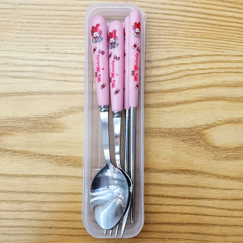 for , for & for stainless steel flatware set - 3pcs cute character cutlery with portable case, 304 stainless steel chopsticks for home, travel, parties, outdoor - collectible gift for fans, themed party supplies, cooking essentials, themed utensils, bright cutlery, steel silverware, sliverware set, sturdy cutlery, lovers Product details 5