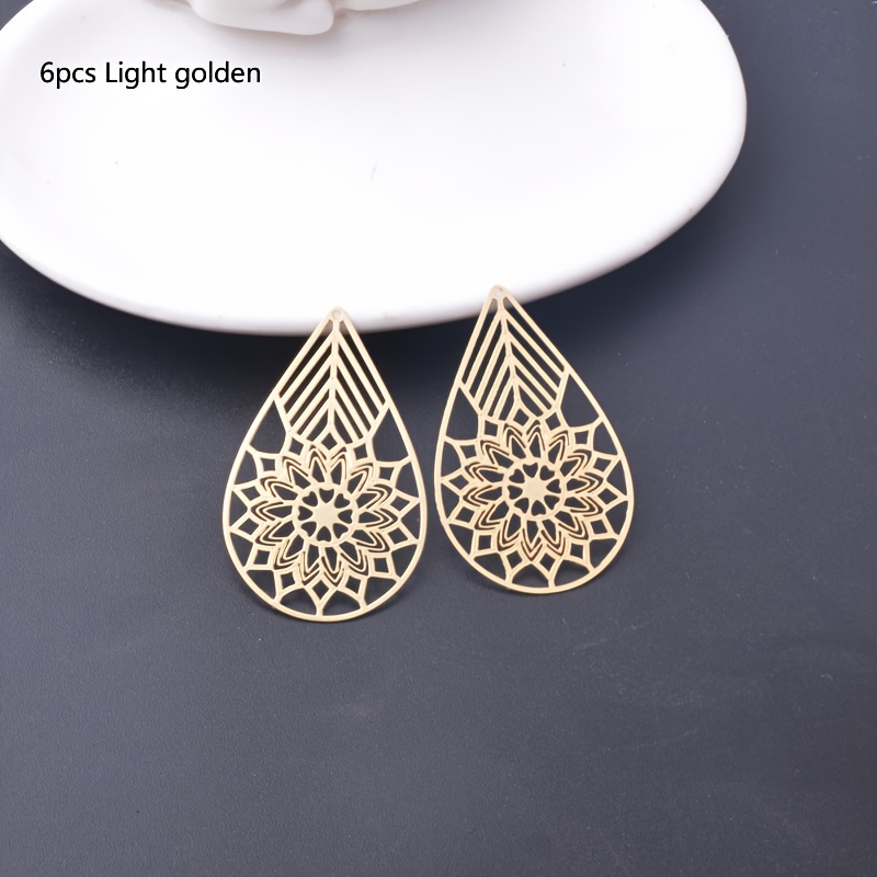 6pcs Brass Paint Big Water Drop Charms Jewelry Pendants Women Earrings Making
