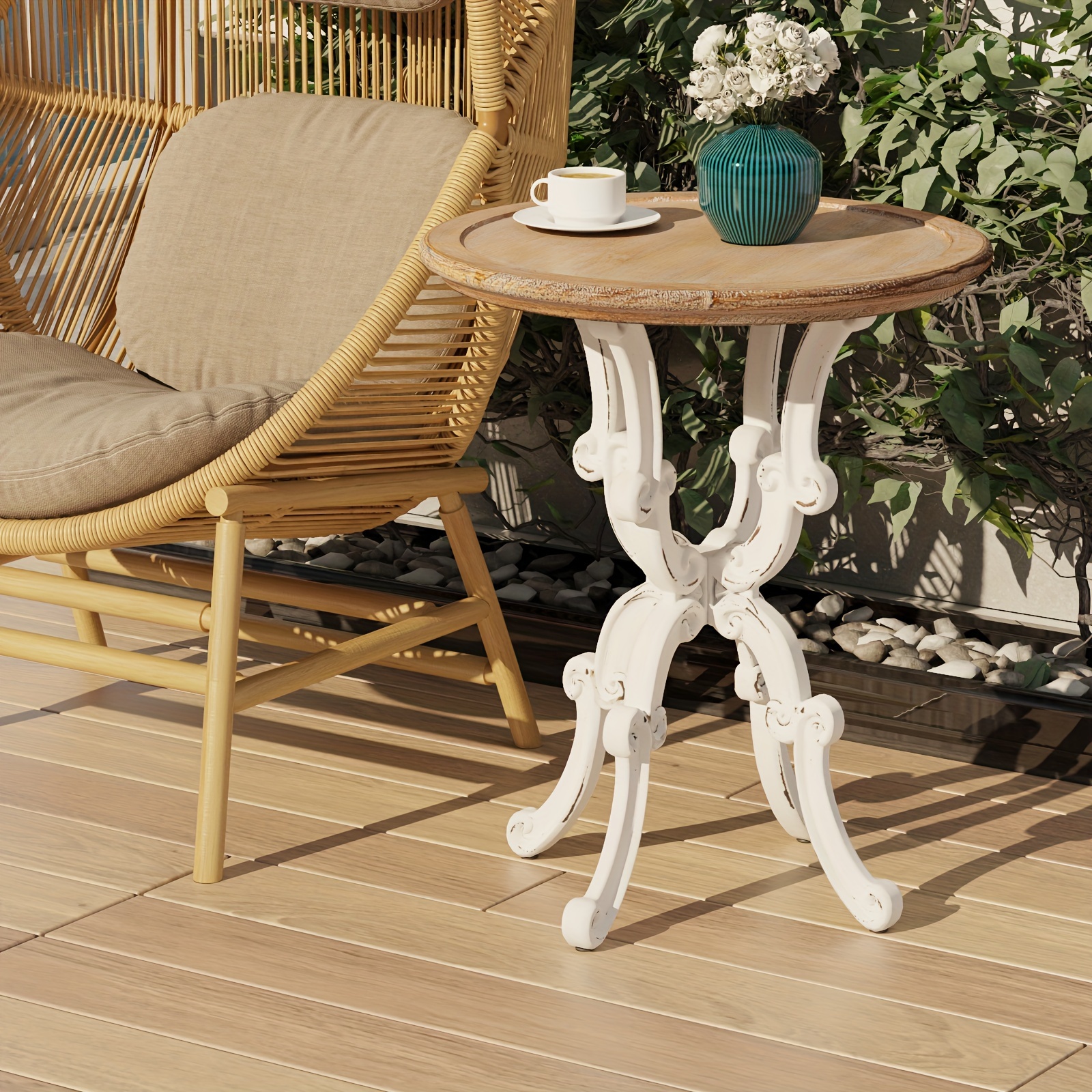 

Outdoor Rustic Accent End Table, Farmhouse Side Table Top