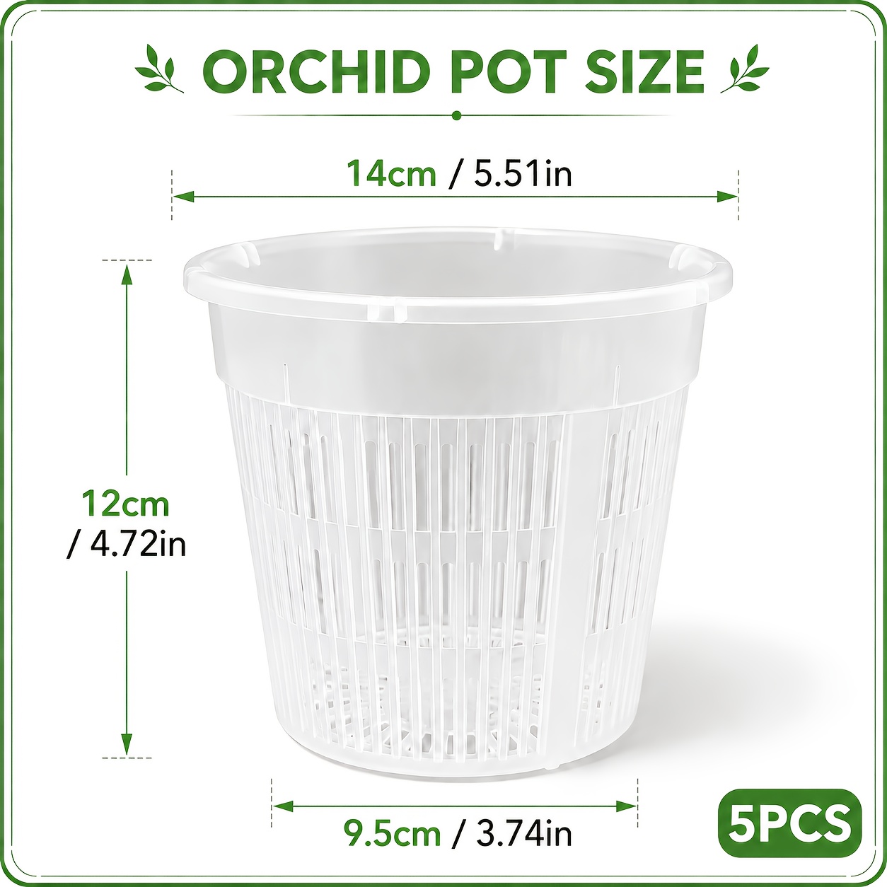 TEMU 5pcs 5.51in Clear Orchid Pots, Thickened Transparent Slotted Planters With Root Control & Ventilation Design, Durable Mesh Net Pots For