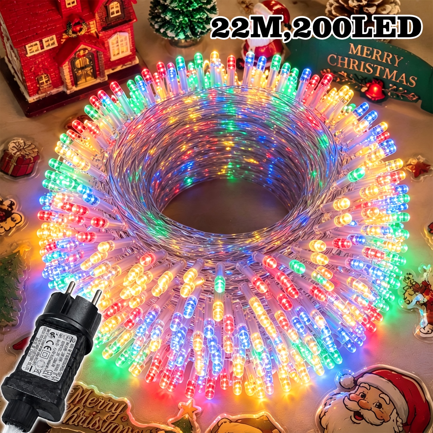 Image of 1pack Plug-in Christmas String Lights, 32/22/12m Festival Fairy Lights, 8 Lighting With Memory And Timing Function, Decor Lamp For Courtyard, Garden, Wedding, Party, Christmas, Halloween