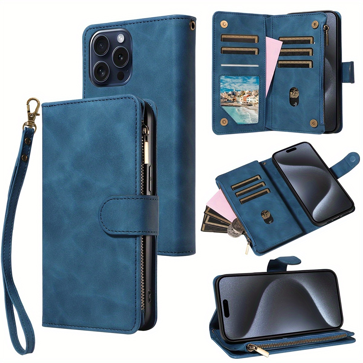 

For Iphone15promax/14/13/12/11pro Mobile Phone Case Flip Multi-function Wallet Style Protective Cover
