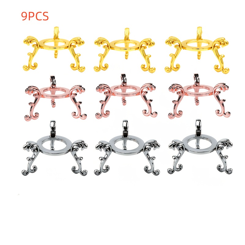 TEMU Ensemble de 9 bases de boule de cristal, petits supports de boule en métal, pour l' de boules de cristal sphériques, de globes, de pierres