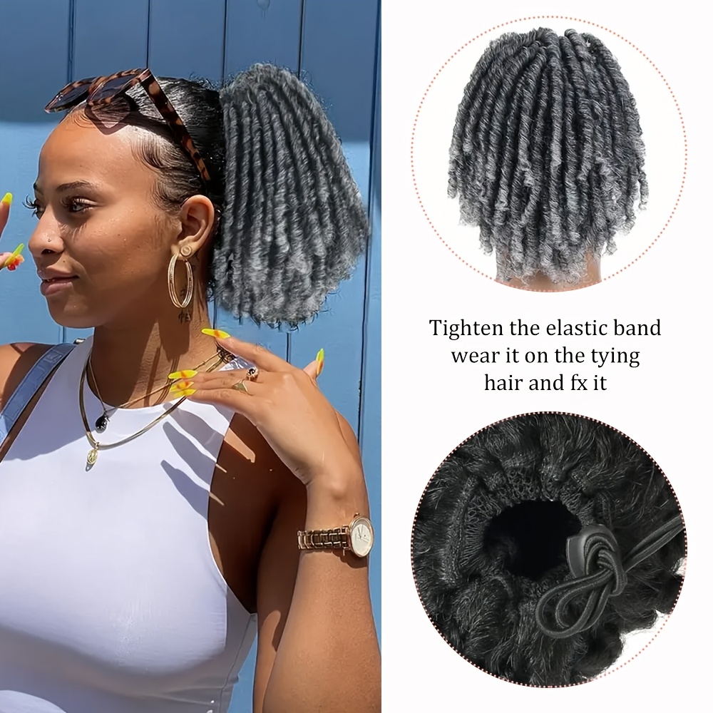6 inch short dreadlocks drawstring ponytail hair extensions synthetic   locs clip in pony tail hair piece for women details 5