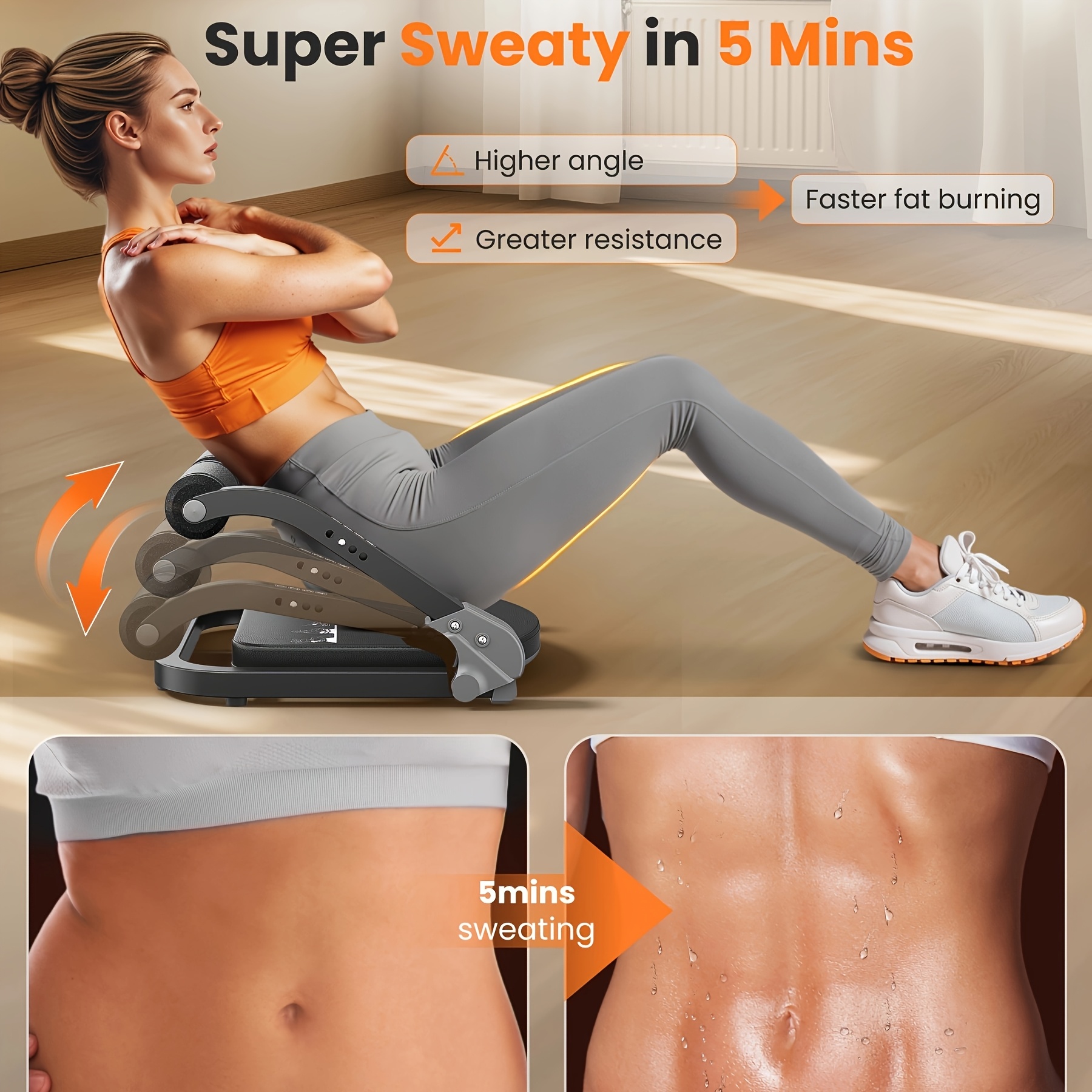 SRIFY Multi-Functional Ab Trainer Machine | Adjustable Resistance Levels for Core Workouts & Strength Training | Compact Design for Home Use | Durable Iron Frame with Comfort Grip Handles | Non-Electric, Ideal for Muscle Toning | Sleek Gray/Black with Red Accents, Gym Accessories, YOSUDA