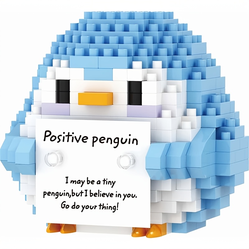 TEMU Micro-bead New Warm Penguin Building Blocks, Support Penguins, Blessing Gift, Cute Home Decor, Desktop Decoration, Multifunctional And Original