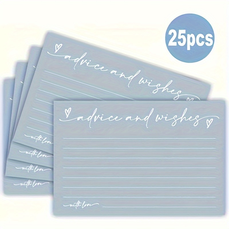 

25pcs Minimalist Blue Suggestion & Wish Cards - 4x6 Inch Double-sided For Weddings, Graduations, Retirement Parties,