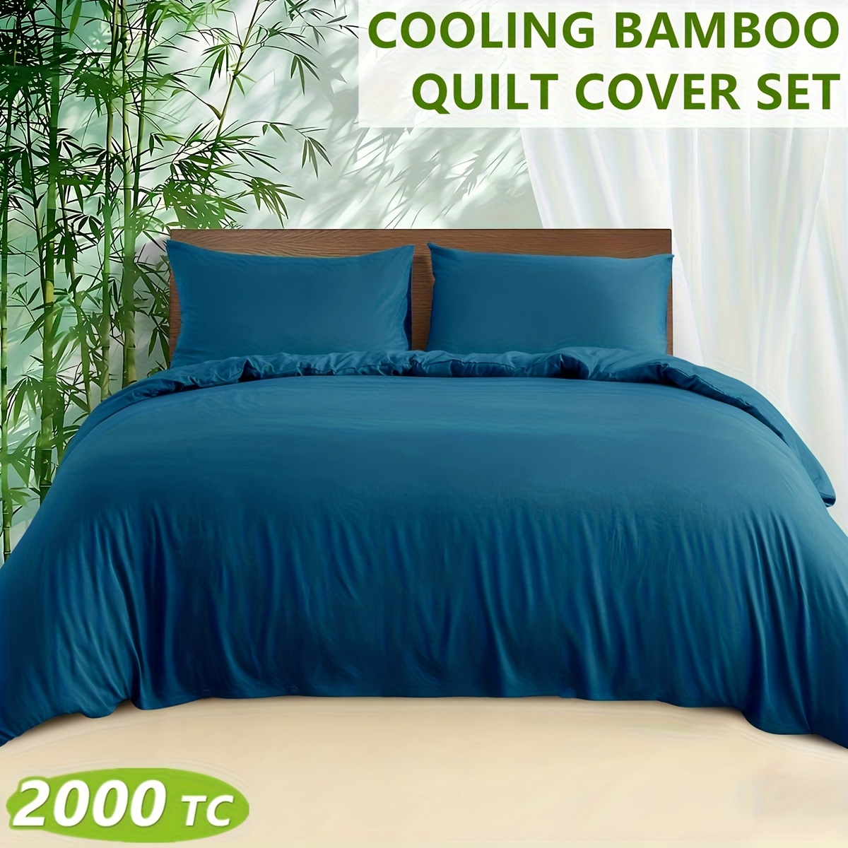 TEMU 2000tc Cooling Bamboo Quilt Cover Set - Hotel Quality, Soft And Breathable - Moisture Wicking - Care For - 1 Quilt Cover And 1/2 Pillowcase,