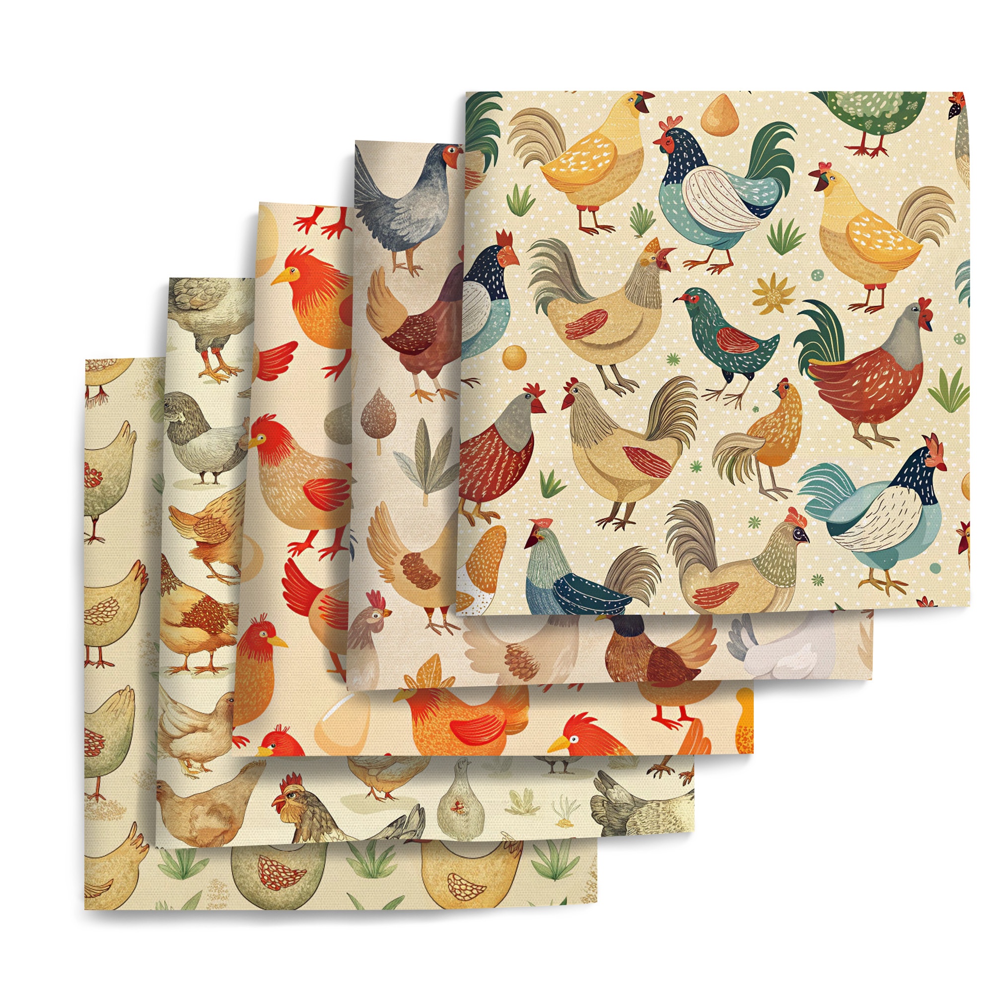 TEMU Lot de 5 tissus Fat Quarter prédécoupés sur le thème , adaptés au patchwork, au bricolage, à la fabrication de portefeuilles - de poussins, œufs