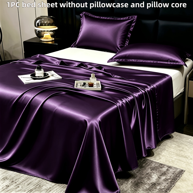 TEMU 1pc Sheets Are Easy, Luxurious, Solid Color, Lightweight, Soft, And Comfortable, Suitable For Family Dormitories, Bedrooms, And Machine Washable