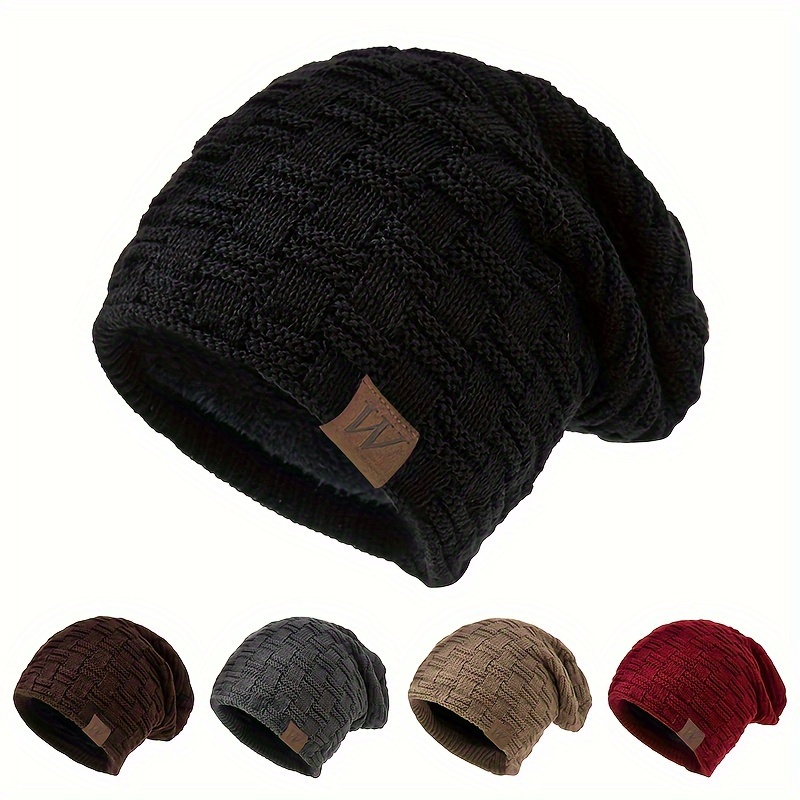 

Makefge Unisex-adult Chunky Knit Beanie Hat With Leather Label, Casual Acrylic Cap, Slouchy Ribbed Knitted Cap For Men And Women, Elastic Slip-on For Cycling, Skiing, Truckers Style