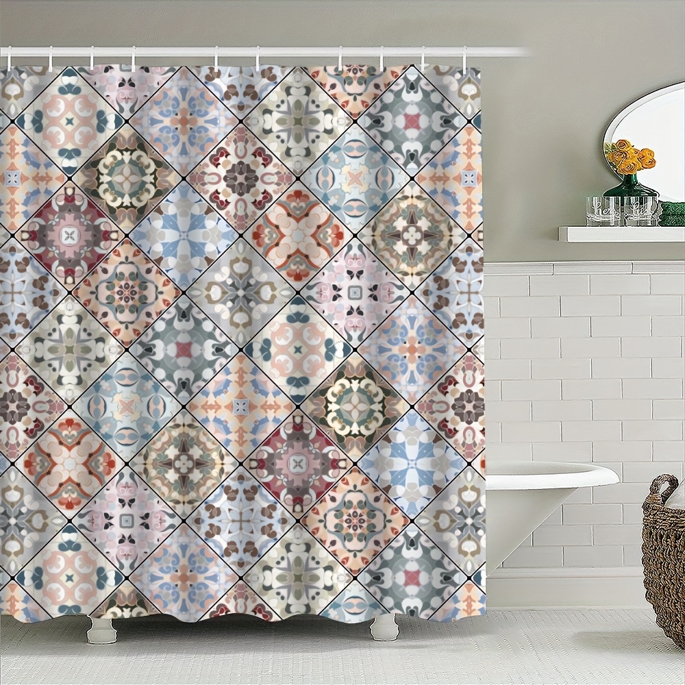 

1pc Bohemian Style Shower Curtain, Extra Large Mandala Waterproof Shower Curtain, Bathroom Partition Curtain, Machine Washable Bathroom Decoration, Window Privacy Curtain