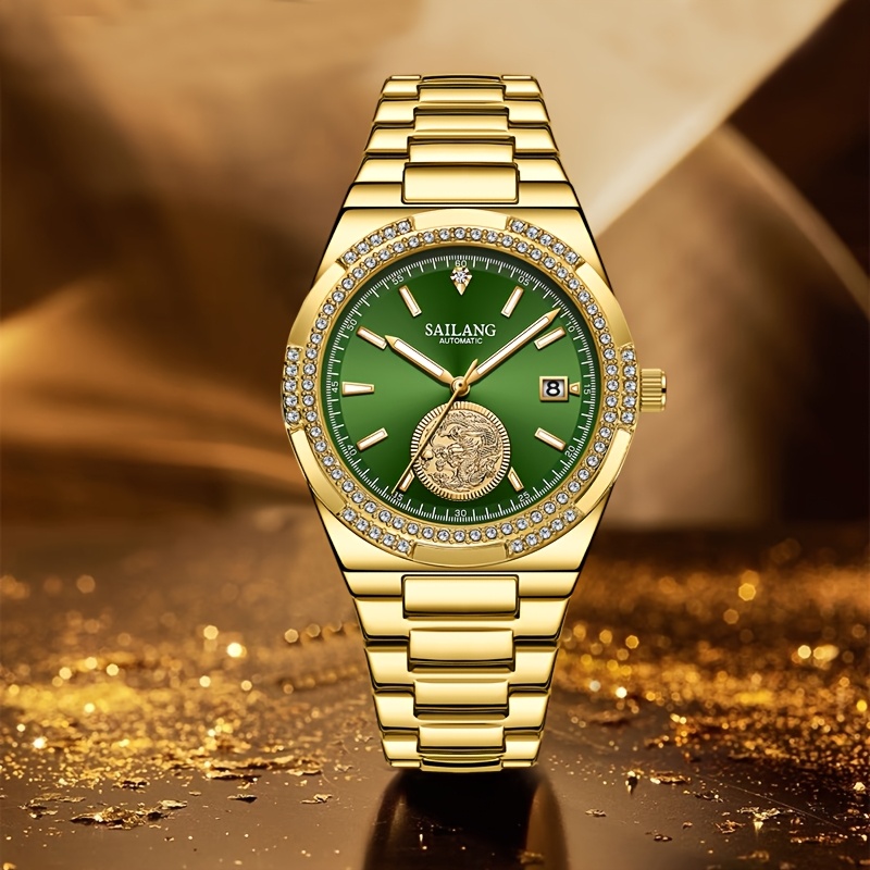 womens elegant green dial automatic mechanical watch - Temu display picture 1