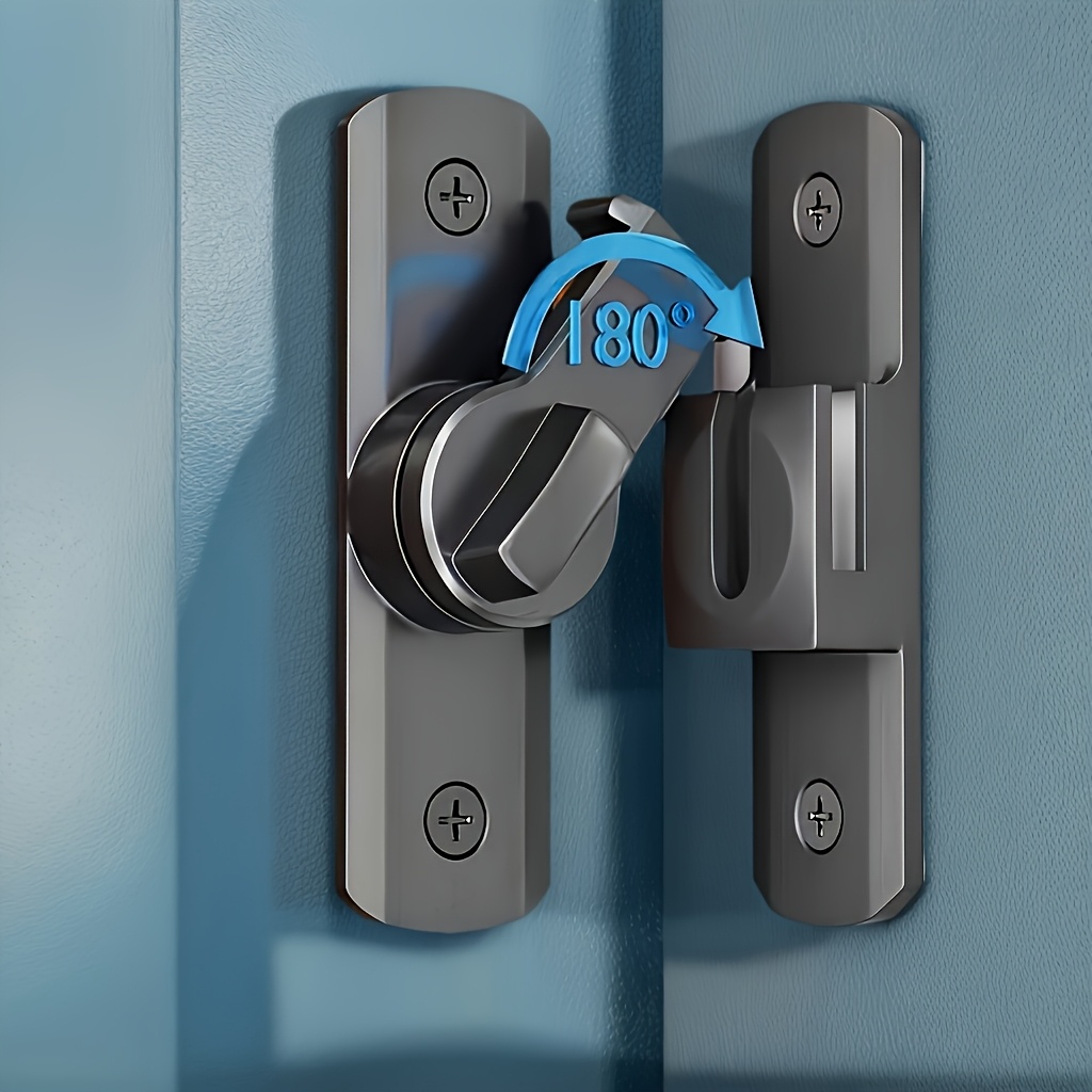 1pc Heavy-duty Security Anti-theft Door Lock Handle, Commercial/residential Grade Safety Lock Anti-prying Lock, With Adjustable Sliding 90°/180°, Anti-prying Hook, Screws Included, Manual Operation