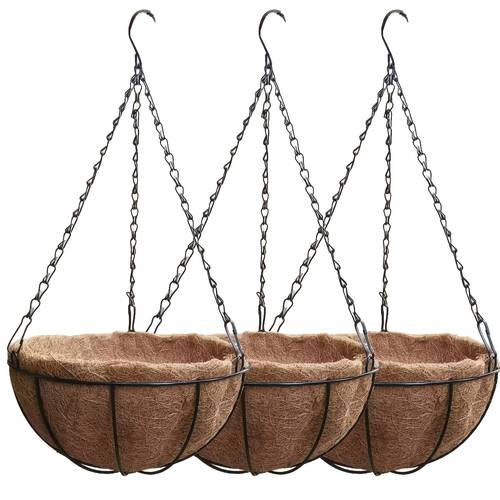 3pcs elegant metal wall hanging planters semi circular mesh basket design with plush liner decorative hooks ideal for balcony and garden holiday decor outdoor planters elegant decor sturdy construction garden decorations