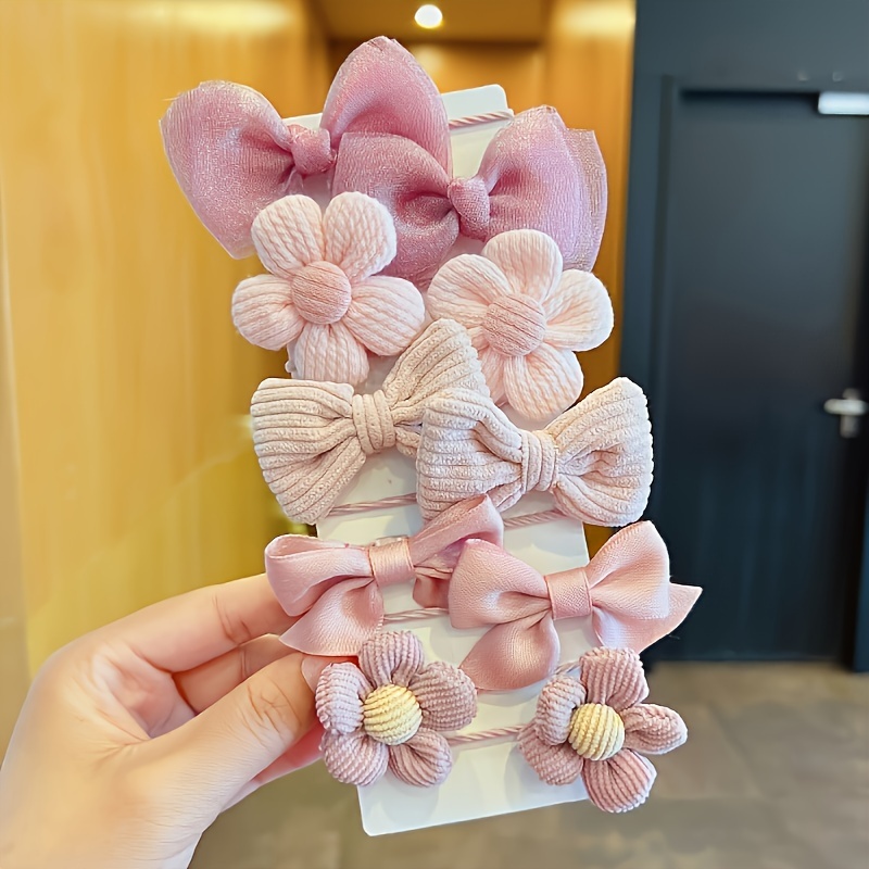 10pcs fabric hair ties set for women cute   with bowknot   elastic hair bands for ponytails non damaging hair rings for teens adults assorted colors details 2
