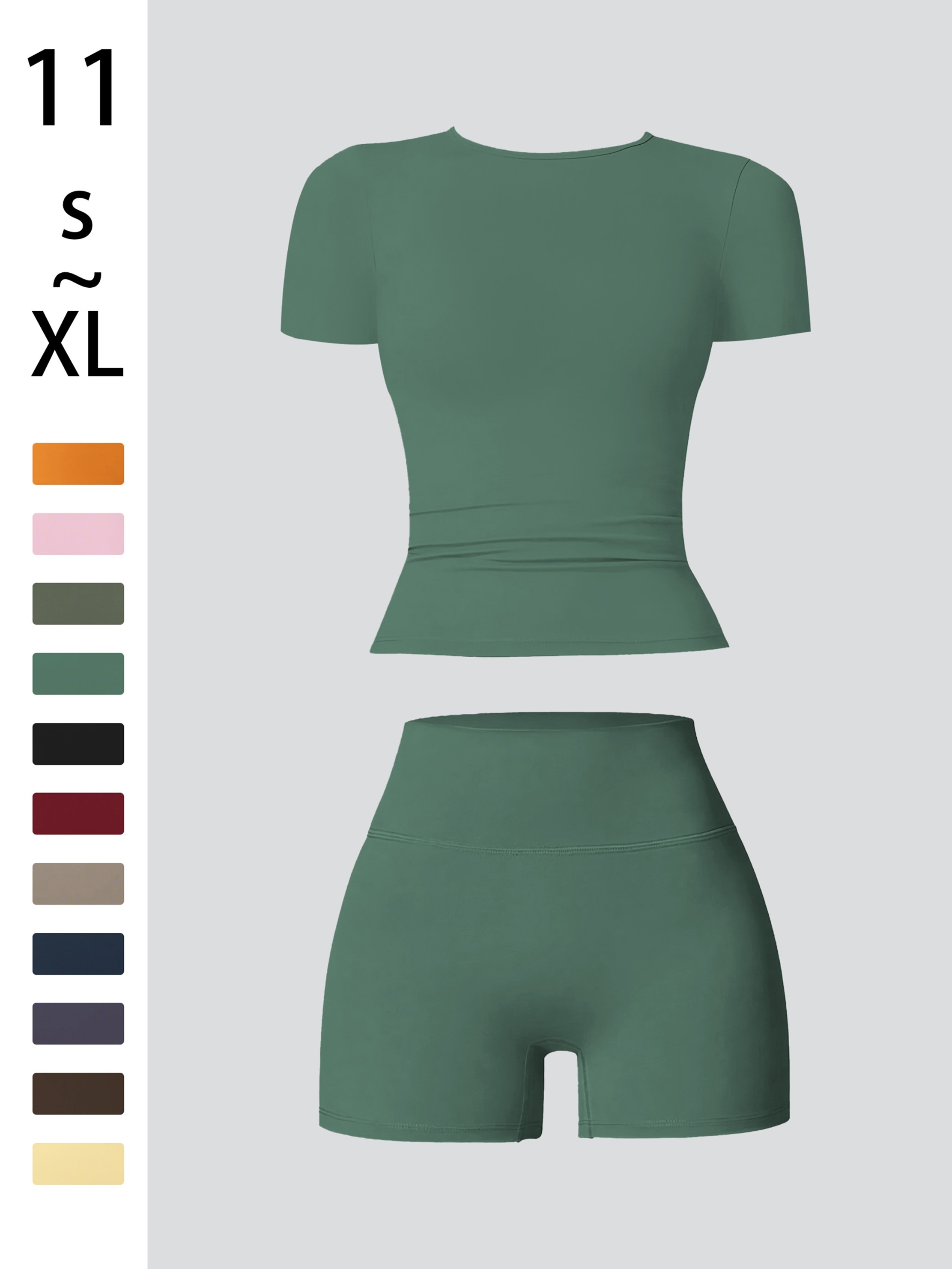 Women'S Athletic Outfit Set 2pcs Tummy Control Top And Shorts with Pockets, Tummy Flattening Butt Lifting Yoga Wear, Sui