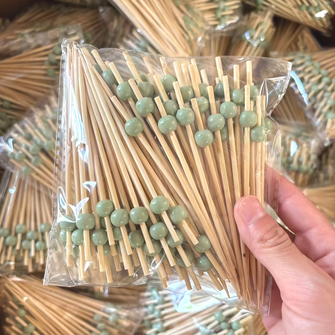 Image of 45pcs Sage Green Picks, 4.7" Bamboo Toothpicks For Appetizer Sandwich Food Charcuterie Martini, Garnish Catering Accessory Birthday Shower Wedding Party Christmas Halloween Party Decoration Supplies