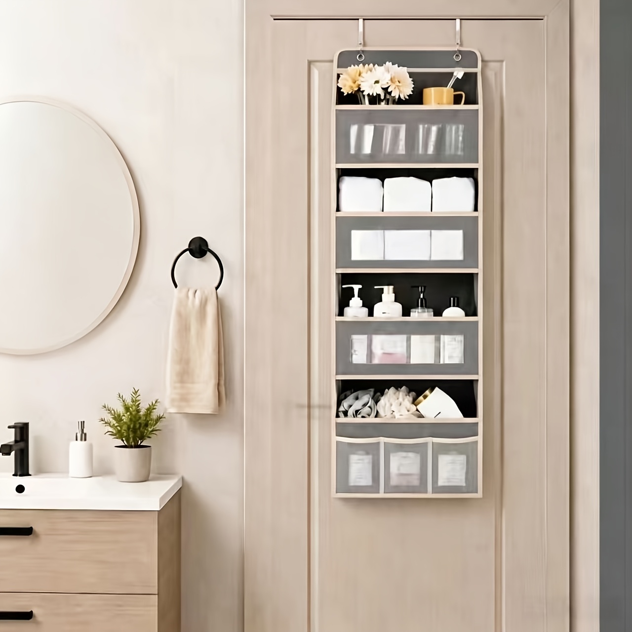 TEMU More Pockets Multi-functional Hanging Storage Organizer, Composite Thickened Fabric, Hanging Storage, 4 3 Multi-, Extra Mesh Pouch Included,