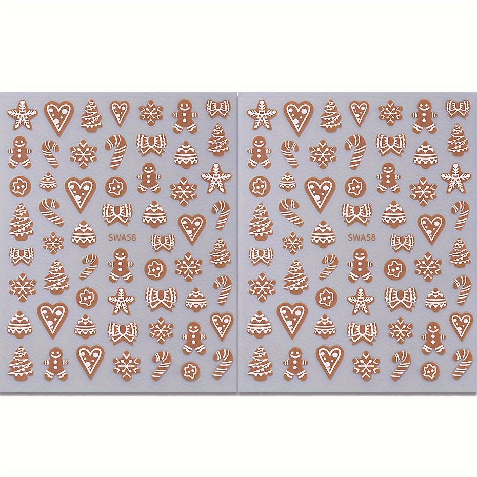 Image of 2pcs Gingerbread For Man Art Stickers 3d Christmas Tree Gift Sliders Snowflake Crutch Manicure Tech Supplies