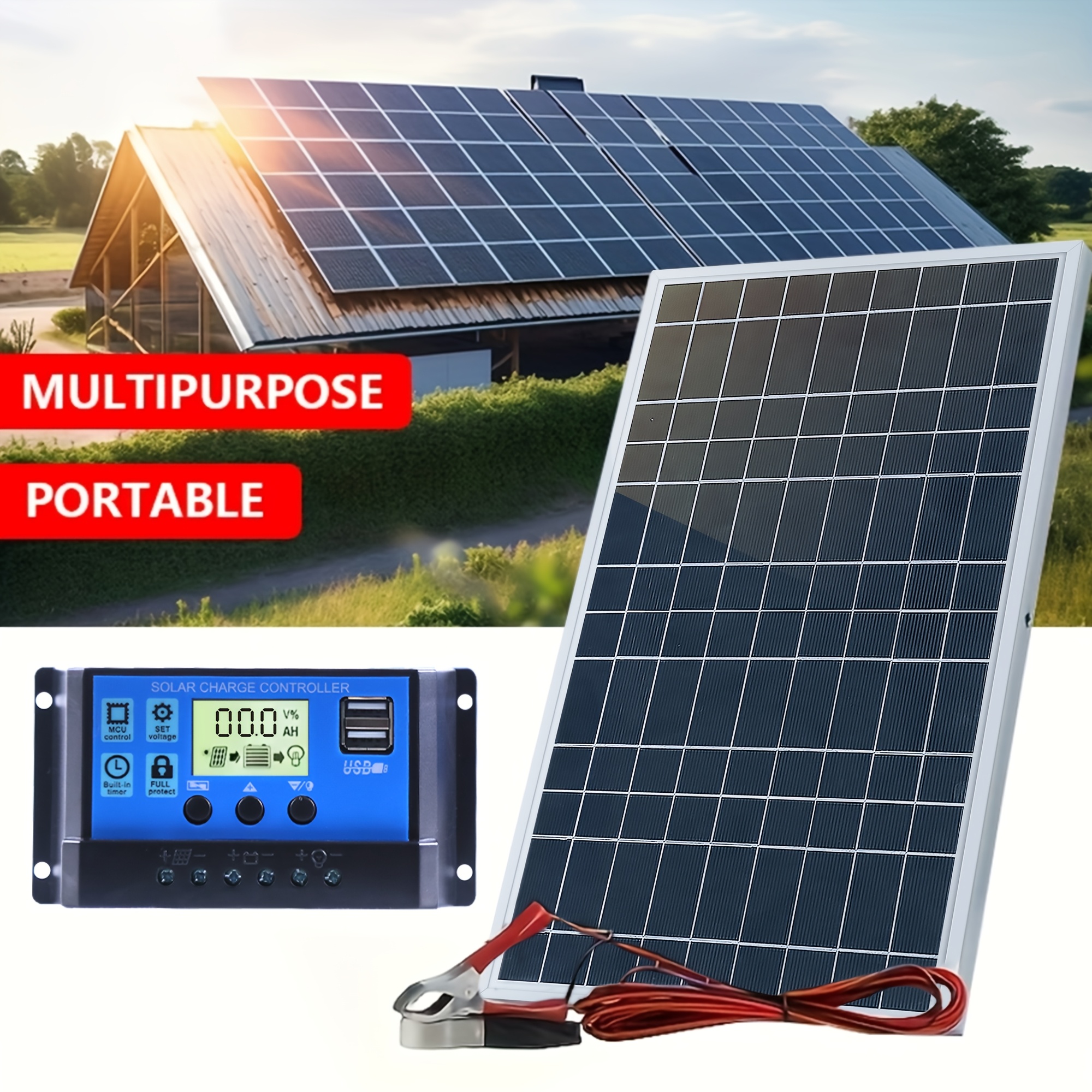 portable solar panel kit with 100a controller   12v 18v 24v usb 5v charger suitable for rvs boats camping hiking mobile phones watches pet beds   without battery