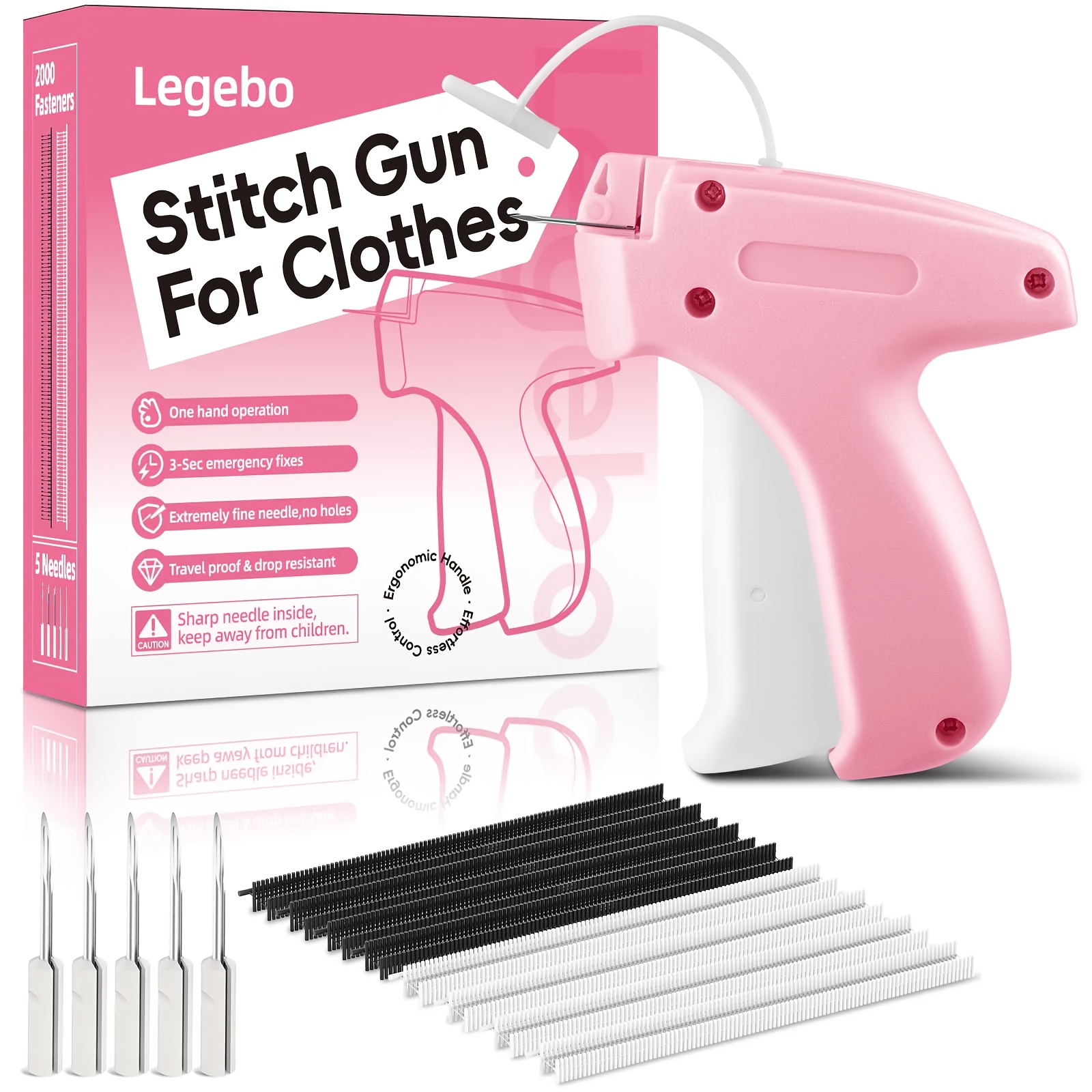 TEMU Gun For Clothes, Handheld Stitch Gun Quick Clothing Fixer, Portable Tagging Gun For Home & Retail Use, Includes 12 Needles, & 2000 White