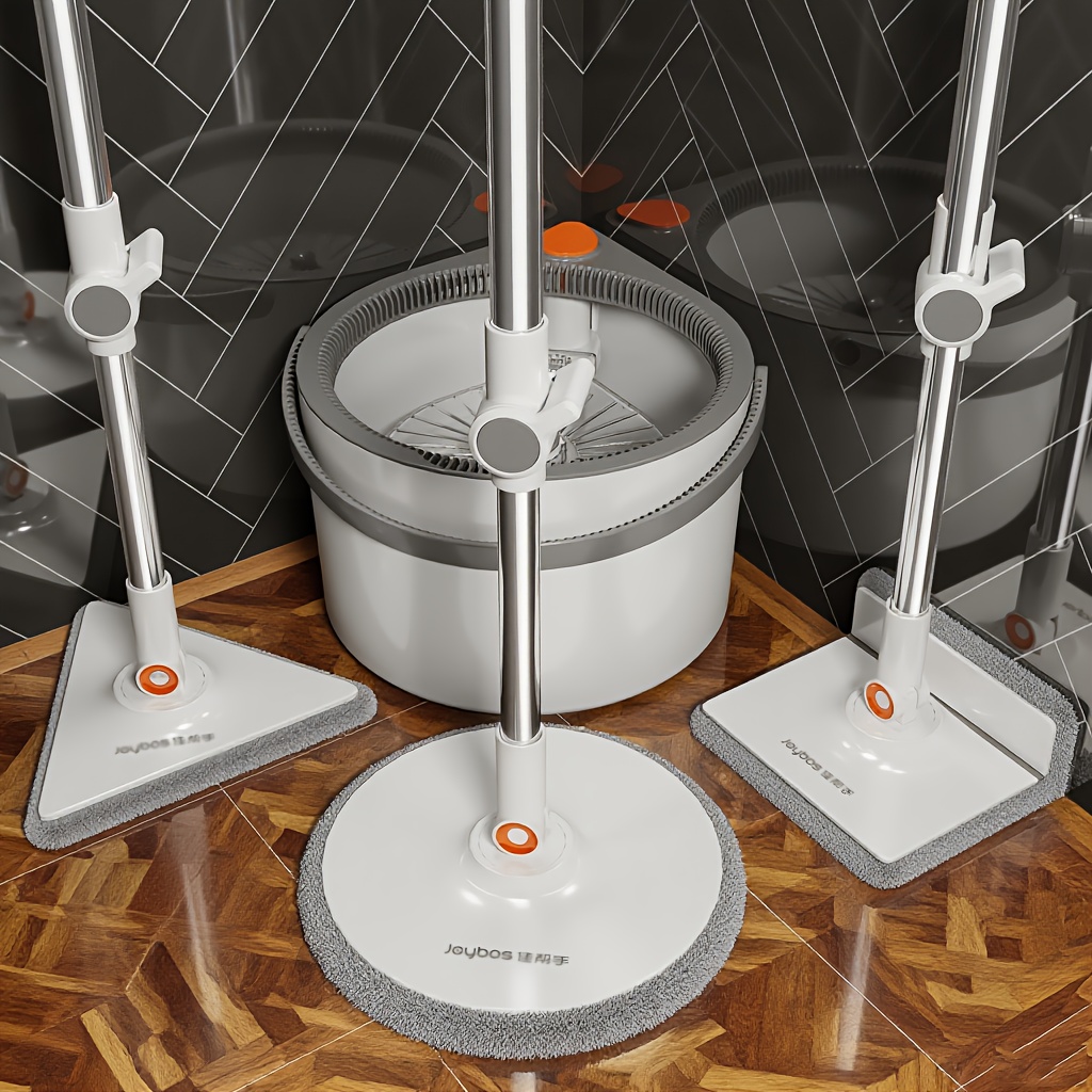 TEMU Premium Microfibre Mop & Bucket Set - Dual Wet/dry Cleaning System With Head & Telescopic Handle, Includes 6 Reusable Washable Pads(wet And Dry