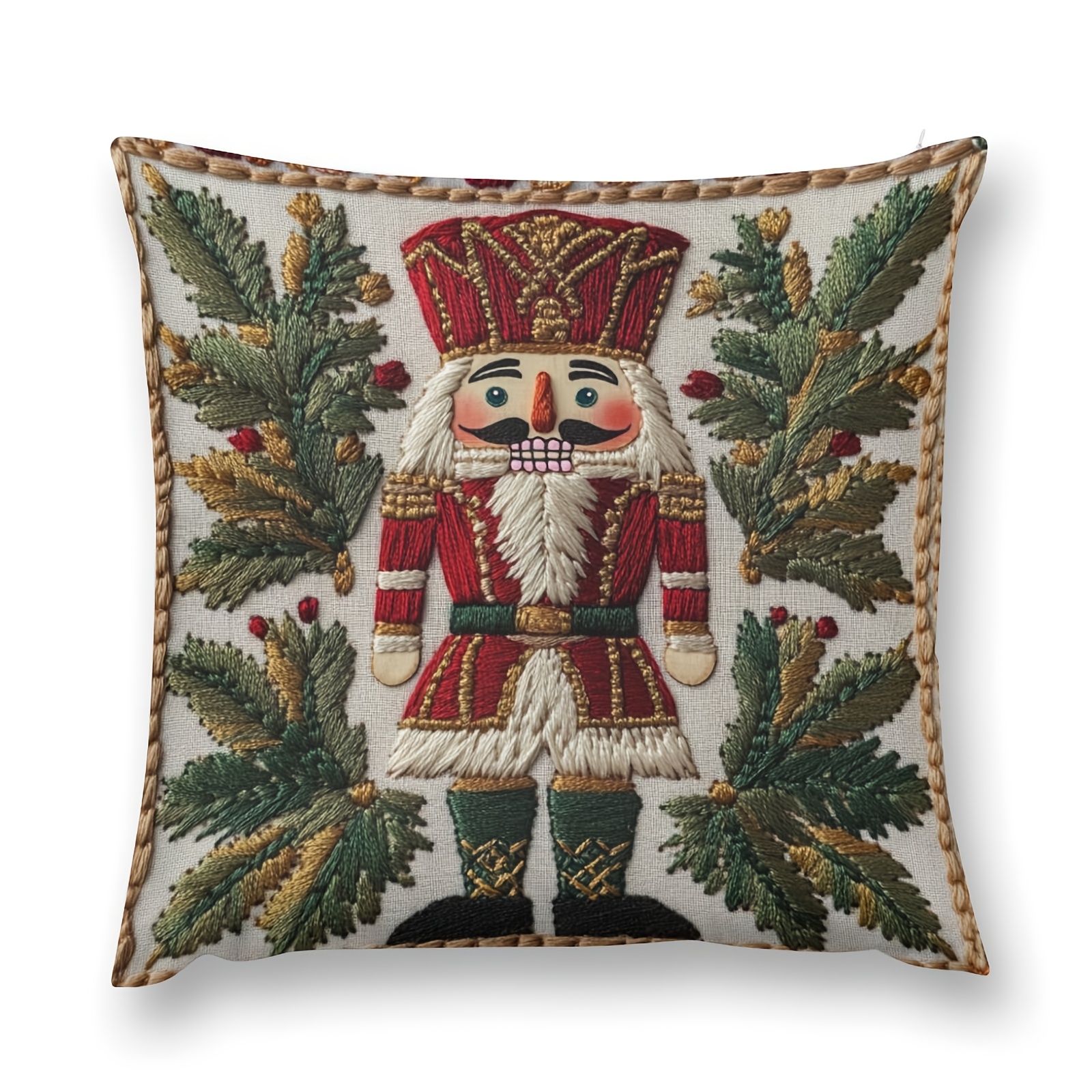 

Nutcracker Christmas Throw Pillow Cover 18x18" - Soft Short Plush, Zip Closure, Machine Washable - Sofa, Bed, Car & Porch Decor (pillow Not Included), Christmas Decor